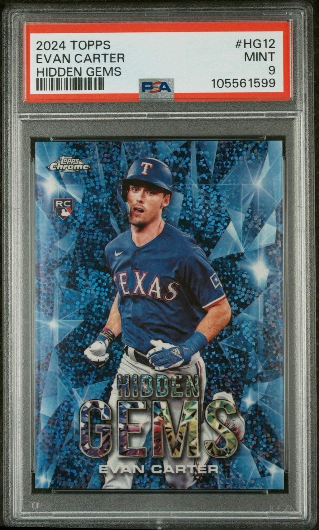 2024 Topps Chrome Hidden Gems Evan Carter #HG12 RC PSA 9 – front of graded card