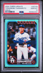 2024 Topps Update Aqua Yoshinobu Yamamoto #US149 PSA 10 – front of graded card