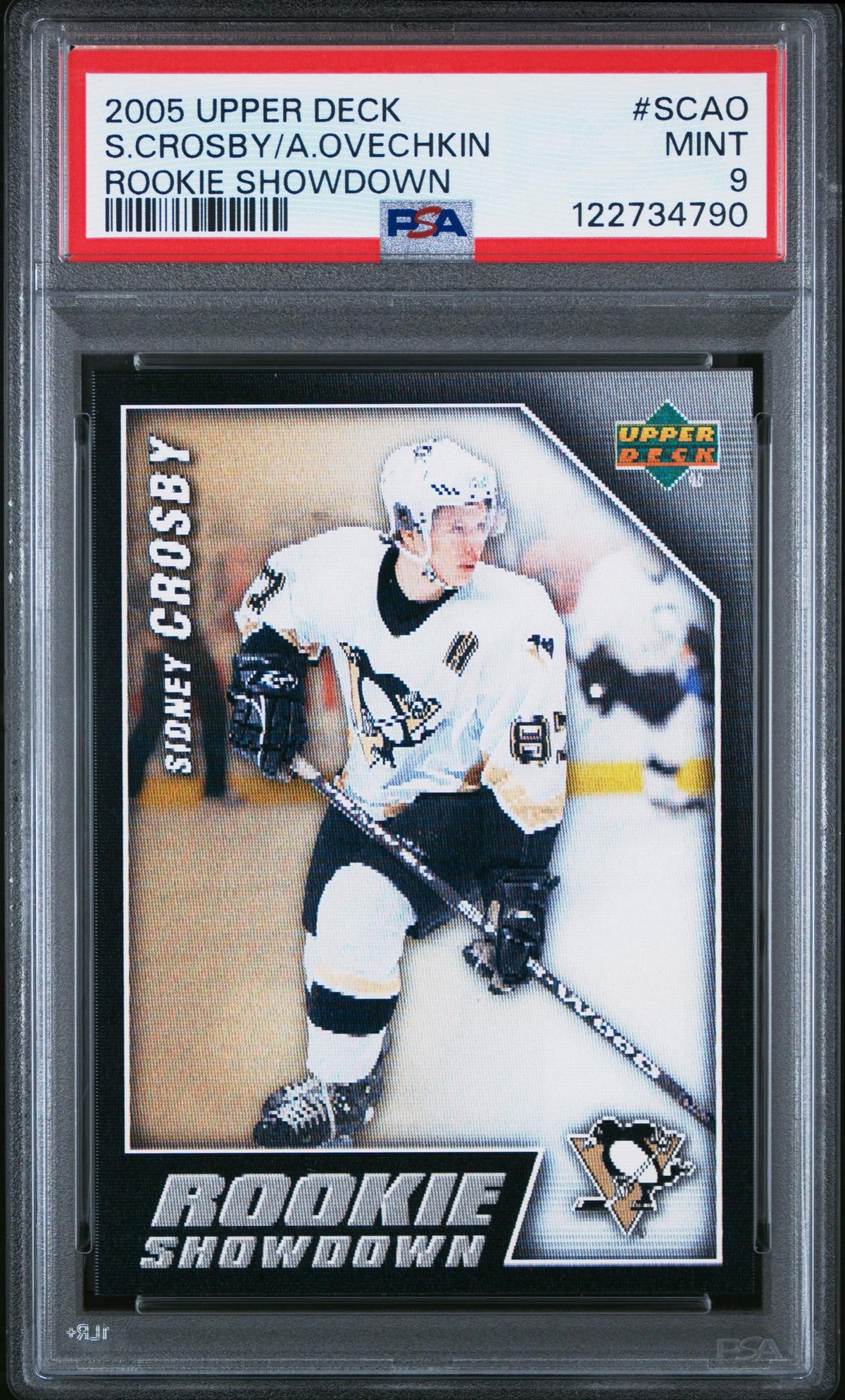 Upper Deck Rookie Showdown Alexander Ovechkin / Sidney Crosby #RSSCAO PSA 9 – front of graded card