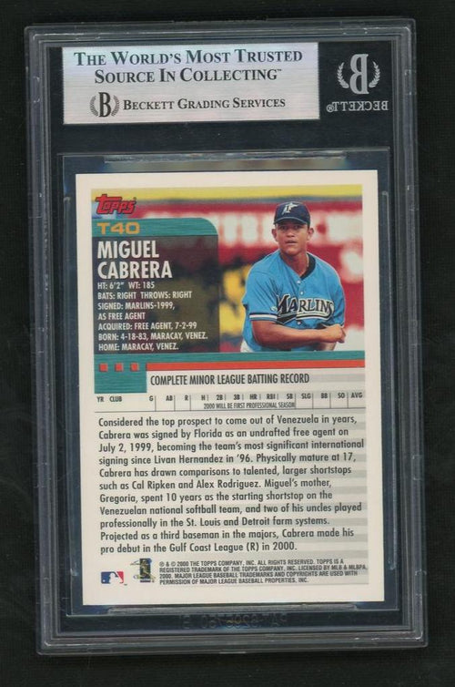 2000 Topps Traded Miguel Cabrera #T40 RC BGS 9 – back of graded card